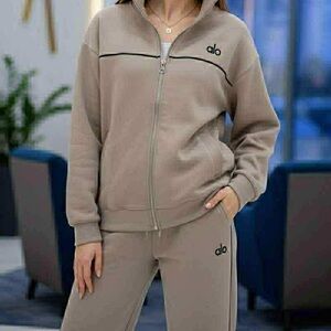 ALO Yoga Women's Beige Track Pants & Jacket Set